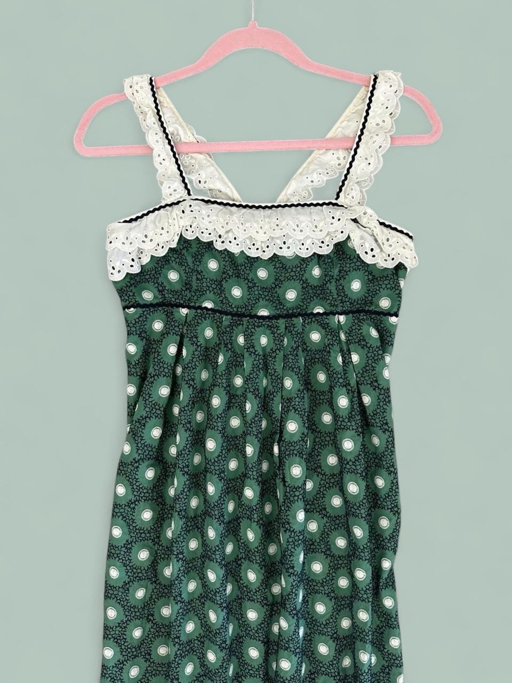 Y2K Juicy Couture Green Eyelet Lace Maxi Dress - Picture 2 of 7